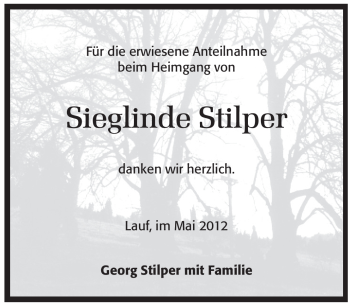Traueranzeige von Sieglinde Stilper von Pegnitz-Zeitung